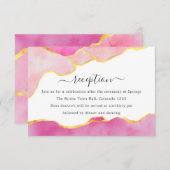 ピンクとゴールドのアゲートの結婚式の披露宴 エンクロージャーカード (正面/裏面)