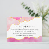 ピンクとゴールドのアゲートの結婚式の披露宴 エンクロージャーカード (スタンド正面)