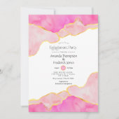 ピンクとゴールドのアゲートエンゲージメントパーティー招待状 招待状 (正面)