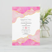 ピンクとゴールドのアゲートエンゲージメントパーティー招待状 招待状 (スタンド正面)