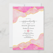 ピンクとゴールドのアゲートエンゲージメントパーティー 招待状 (正面)