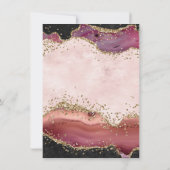 ピンクとゴールドのアゲートグリッター誕生日カード 招待状 (裏面)