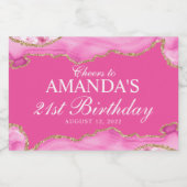 ピンクとゴールドのアゲート大理石 スパークリングワインラベル (シングルラベル)