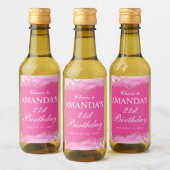 ピンクとゴールドのアゲート大理石 ワインラベル (ボトル)