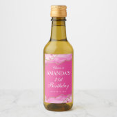 ピンクとゴールドのアゲート大理石 ワインラベル (正面)