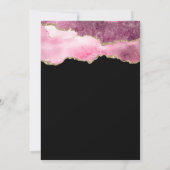 ピンクとゴールドのアゲート ブラック ボールド 21歳の誕生日 招待状 (裏面)