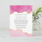 ピンクとゴールドのアゲート　結婚式の招待客リスト縮小のお知らせ 案内状 (スタンド正面)