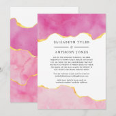 ピンクとゴールドのアゲート　結婚式の招待客リスト縮小のお知らせ 案内状 (正面/裏面)