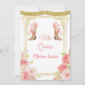 ピンクとゴールドのキンセアニエラ メキシコのミス・キンセア 招待状 (裏面)