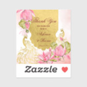 ピンクとゴールドのクジャク蓮のインドの結婚式 シール (シート)