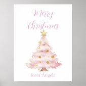 ピンクとゴールドのクリスマスツリー ポスター (正面)
