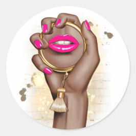 ピンクとゴールドのグラマラスでおしゃれなデザイン ラウンドシール