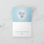 ピンクとゴールドのグリッターが海の下の人魚パーティー サンキューカード (内部)