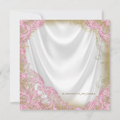 ピンクとゴールドのグリッターシューズパールベビーシャワー 招待状 (裏面)