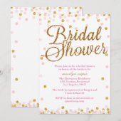 ピンクとゴールドのグリッター付き ブライダルシャワーの招待状 招待状 (正面/裏面)
