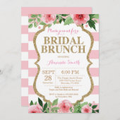 ピンクとゴールドのグリッター付き ブライダルブランチの招待状 招待状 (正面/裏面)