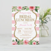 ピンクとゴールドのグリッター付き ブライダルランチョン招待状 招待状 (スタンド正面)