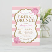 ピンクとゴールドのグリッター付き ブライダルランチ招待状 招待状 (スタンド正面)