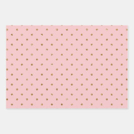 ピンクとゴールドのグリッター ウェディング ラッピングペーパーシート