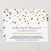 ピンクとゴールドのコンフェッティ リハーサルディナー招待状 招待状 (正面/裏面)