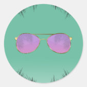 ピンクとゴールドのサングラス ティールサマー スウィート16パーティー ラウンドシール (正面)