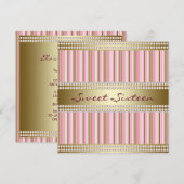 ピンクとゴールドのスイート16パーティー 招待状 (正面/裏面)