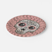 ピンクとゴールドのスカル おしゃれ かわいいパーティー ペーパープレート (アングル)