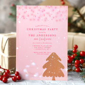 ピンクとゴールドのストリングライト 現代的なクリスマスパーティー 招待状