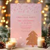 ピンクとゴールドのストリングライト 現代的なクリスマスパーティー 招待状