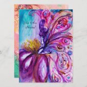 ピンクとゴールドのスパークルがキュートな花の妖精 招待状 (正面/裏面)