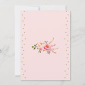 ピンクとゴールドのスリンバーティー ボーホー バースデー スリープオーバー 招待状 (裏面)