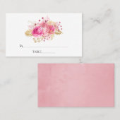 ピンクとゴールドのトロピカル フラワー プレイスクカード プレイスカード (正面/裏面)