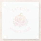 ピンクとゴールドのハロウィン パンプキン リトルベイビー シャワー ガラスコースター (裏面)