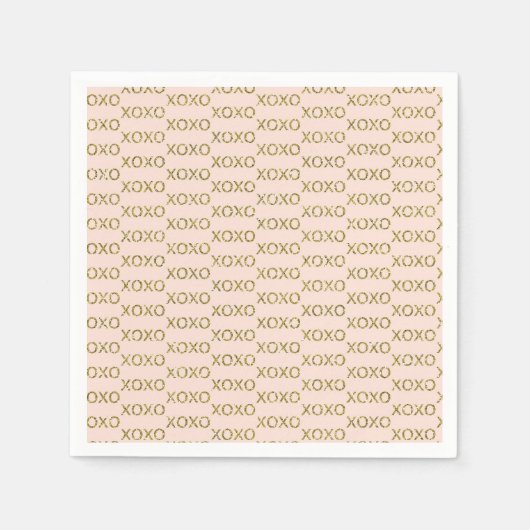 ピンクとゴールドのハートフルバレンタインパーティー スタンダードカクテルナプキン (正面)