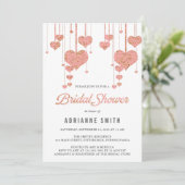ピンクとゴールドのハート ブライダルシャワー 招待状 (スタンド正面)