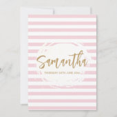 ピンクとゴールドのバット・ミッツヴァ招待状 招待状 (正面)