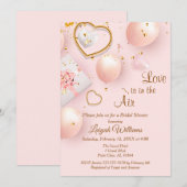 ピンクとゴールドのバレンタイン ビダルシャワー 招待状 (正面/裏面)