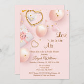 ピンクとゴールドのバレンタイン ビダル シャワー 招待状 (正面/裏面)