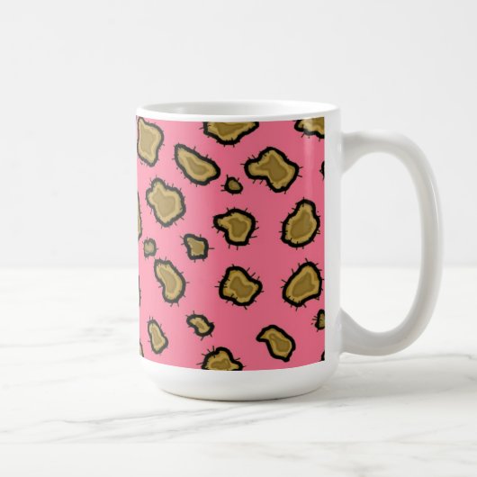 ピンクとゴールドのヒョウ柄 コーヒーマグカップ (右)