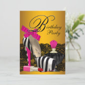 ピンクとゴールドのピンクゼブラパーティー 招待状 (スタンド正面)