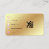 ピンクとゴールドのファッションデザイナーQRコード 名刺 (裏面)