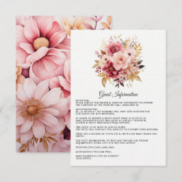 ピンクとゴールドのフラワーモチーフの結婚式ゲスト詳細 エンクロージャーカード