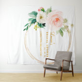 ピンクとゴールドのブライダルシャワー背景写真撮影ブース タペストリー (インサイチュ(横))