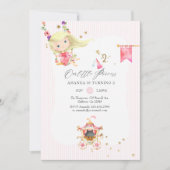 ピンクとゴールドのプリンセス 2歳の誕生日パーティー 招待状 (正面)