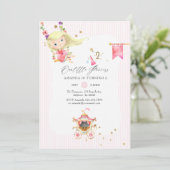 ピンクとゴールドのプリンセス 2歳の誕生日パーティー 招待状 (スタンド正面)