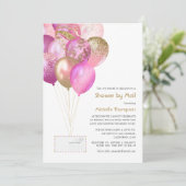 ピンクとゴールドのベイビーシャワーまたはブライズシャワー（郵送） 招待状 (スタンド正面)
