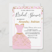 ピンクとゴールドのホイルのドレスのブライダルシャワー招待状 招待状 (正面)