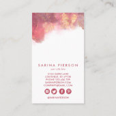 ピンクとゴールドのモダンアート ジュエリーイヤリング ディスプレイ 名刺 (裏面)