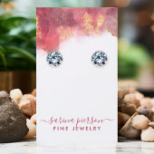 ピンクとゴールドのモダンアート ジュエリーイヤリング ディスプレイ 名刺