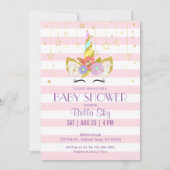 ピンクとゴールドのユニコーンベビーシャワー招待状 招待状 (正面)